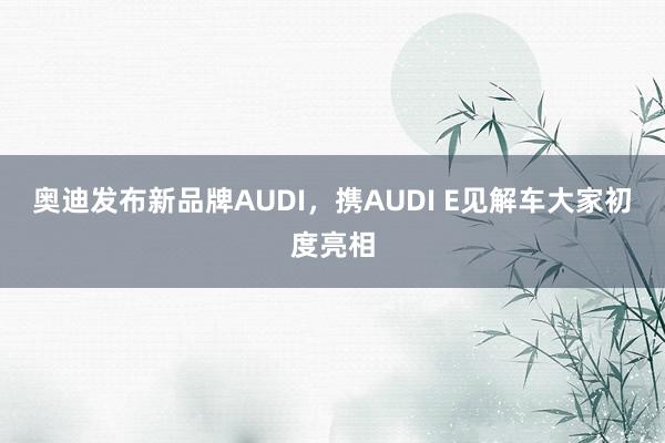 奥迪发布新品牌AUDI，携AUDI E见解车大家初度亮相