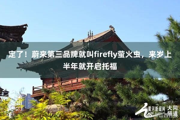 定了！蔚来第三品牌就叫firefly萤火虫，来岁上半年就开启托福