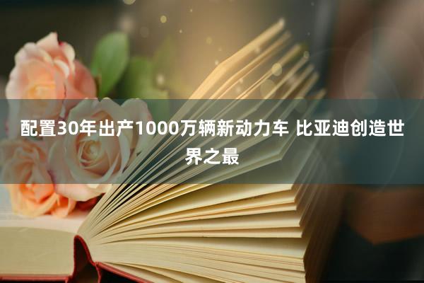 配置30年出产1000万辆新动力车 比亚迪创造世界之最